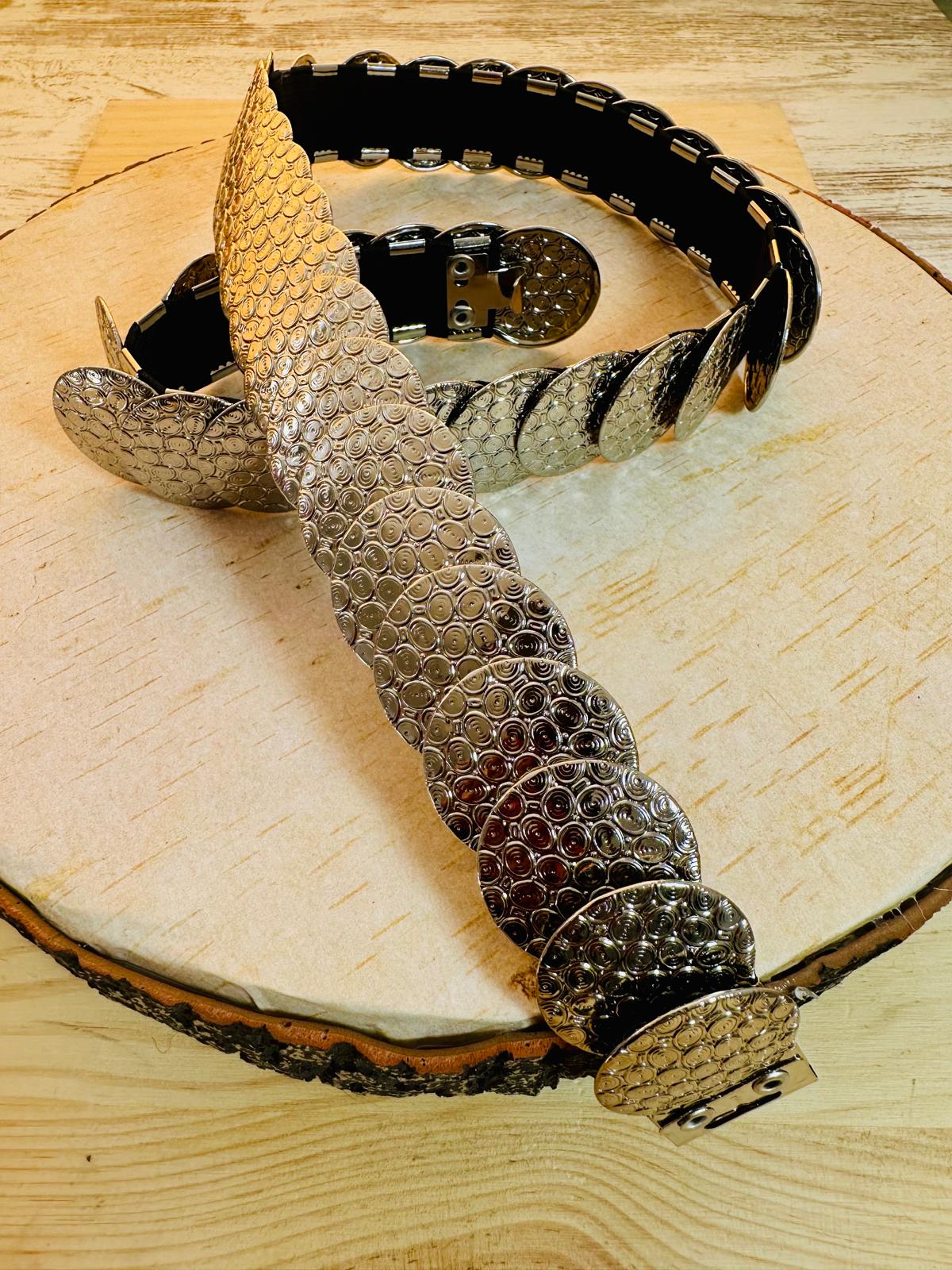 Cinturón elástico para mujer , piezas de metal redondas Oliva Valencia