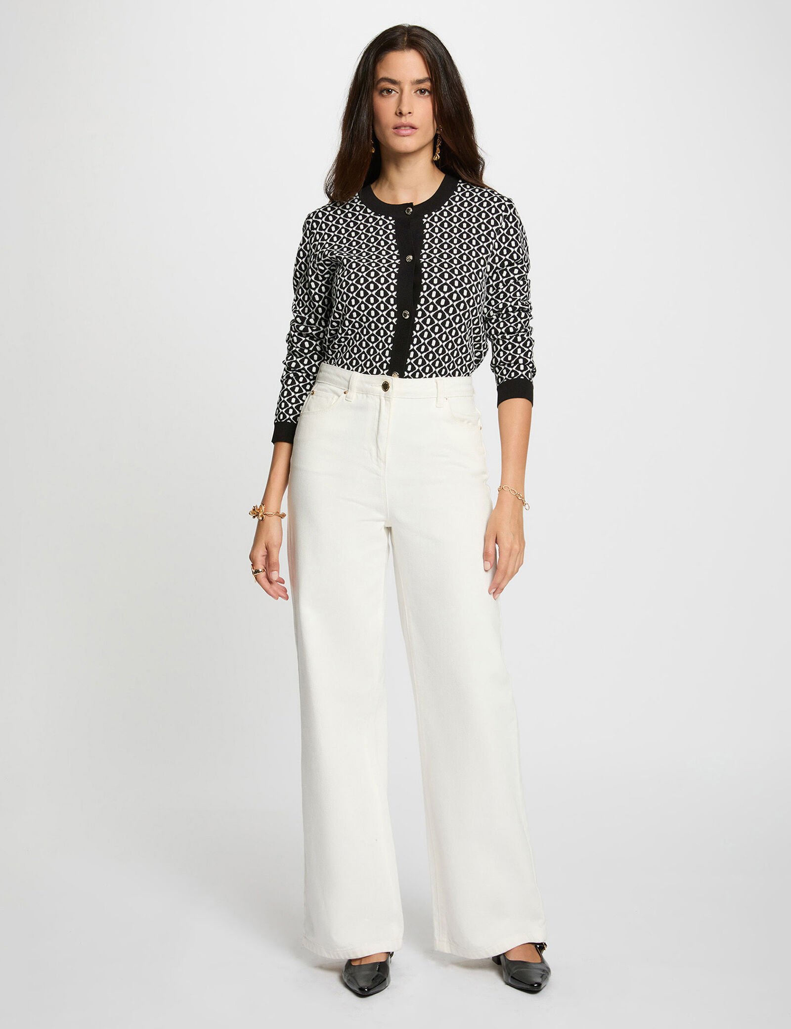 Chaqueta corta de jacquard negro mujer OLIVA