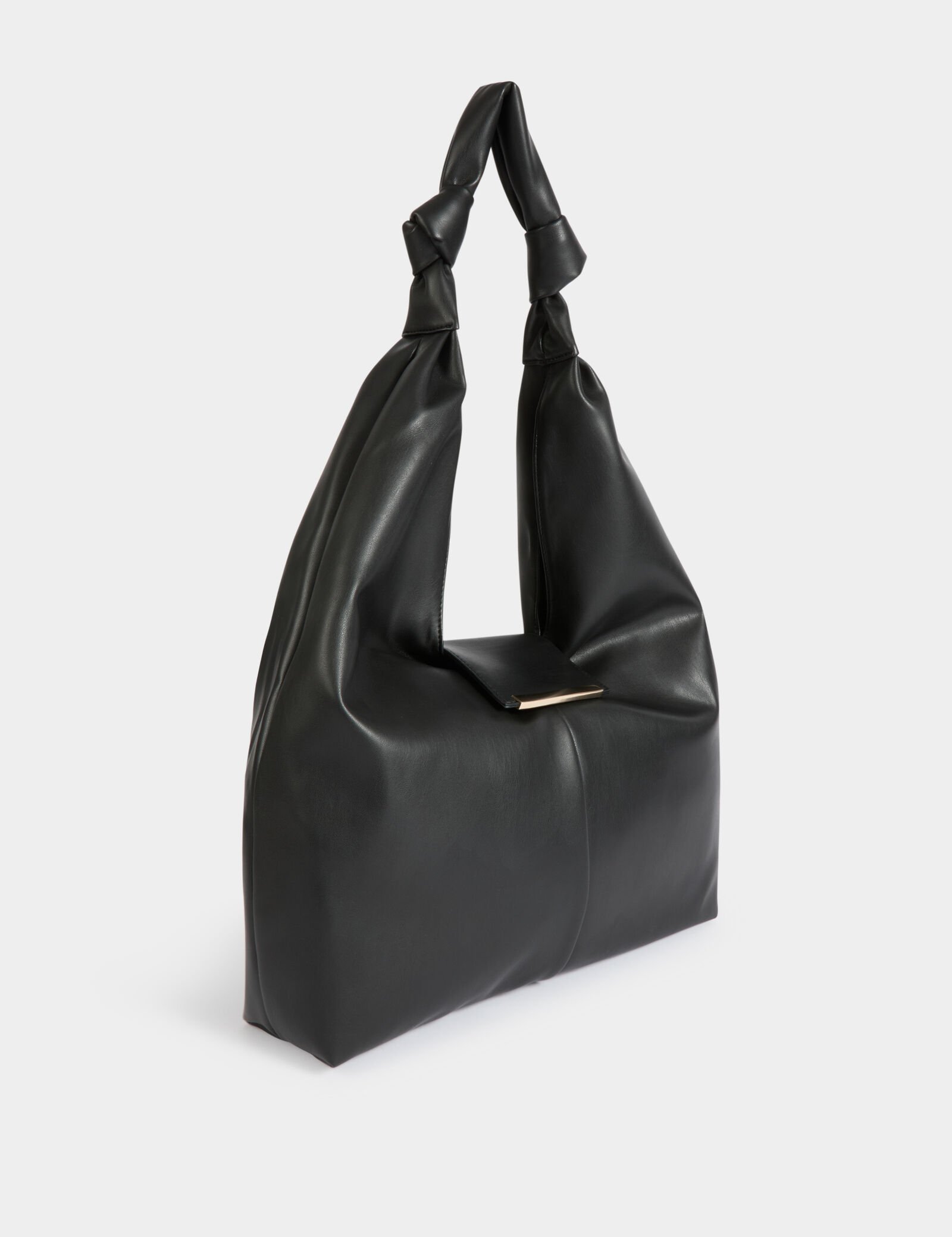 Bolso media luna nudos Tamaño media luna Asa de hombro Cierre con un botón de presión en la parte superior Detalles nudos en el asa Oliva Valencia