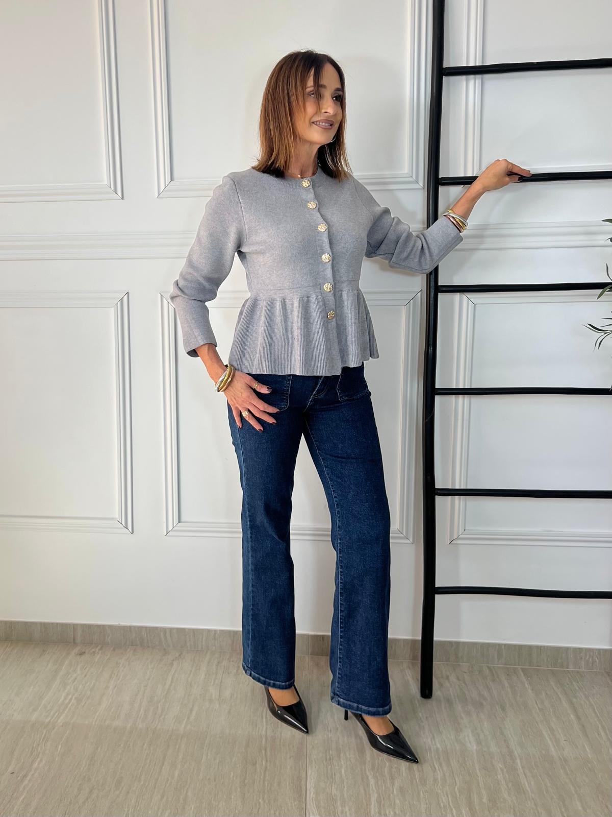 JERSEY DE PUNTO GRIS CON BOTONES Oliva valencia