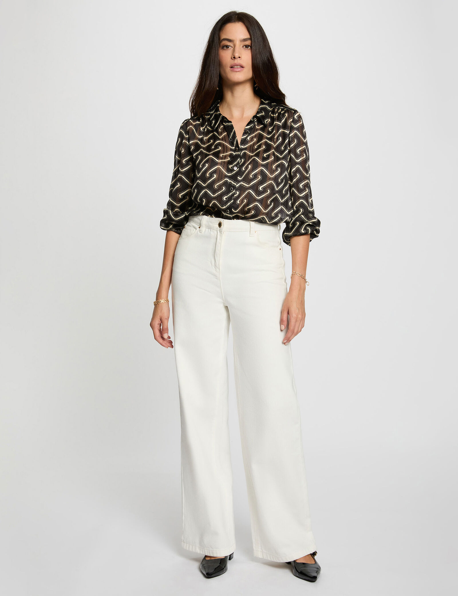 Camisa de gasa estampada multicolor mujer