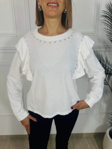 SUDADERA CRUDO VOLANTES