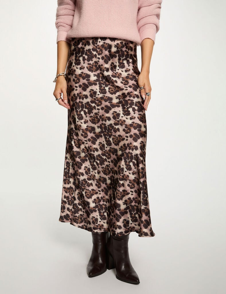 Falda larga fluida multicolor mujer Oliva Valencia