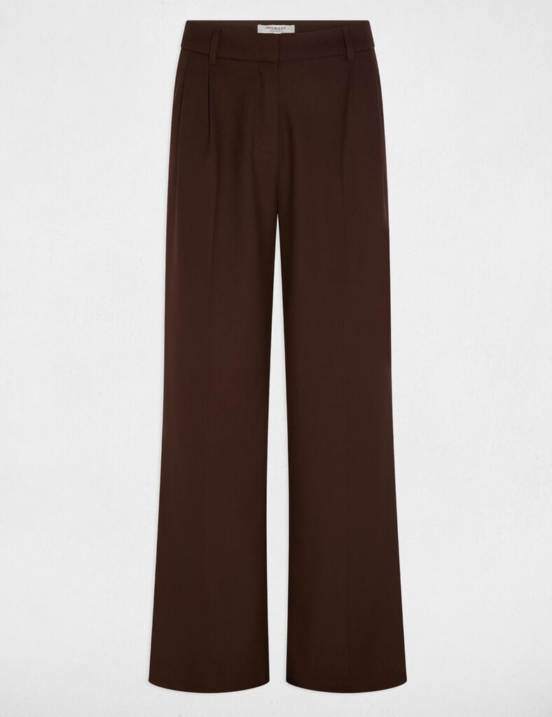 Pantalón ancho de tiro alto marrón oscuro mujer Oliva Valencia