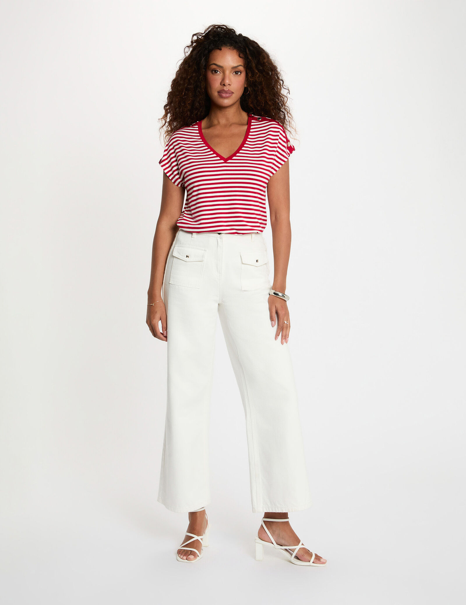 Corte recto Cuello en V Mangas cortas Botones Rayas Oliva Valencia La Safor Original regals Moda Ropa